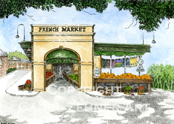 French Market Watercolor Art