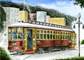 Canal Street Car Watercolor Lithograph